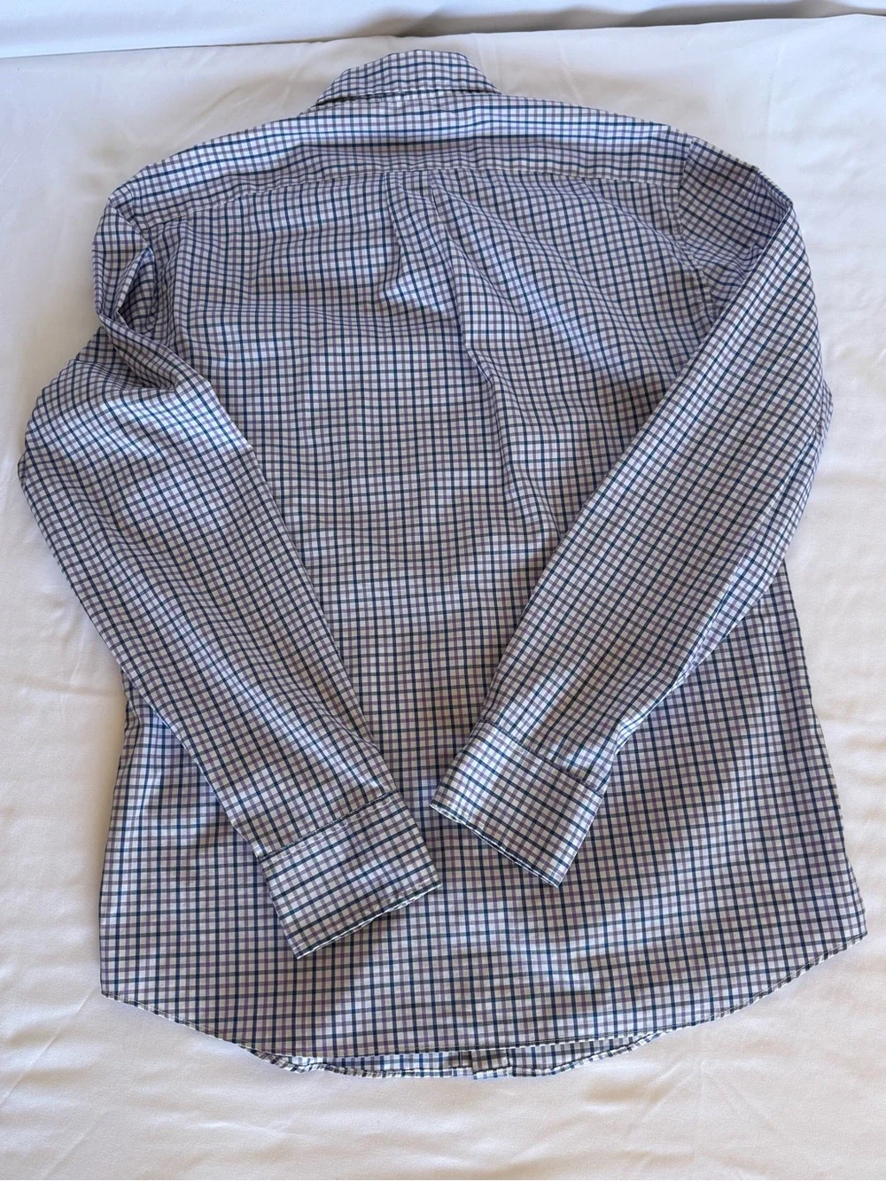 J. Crew Men's Blue and White Check Button-Down Shirt